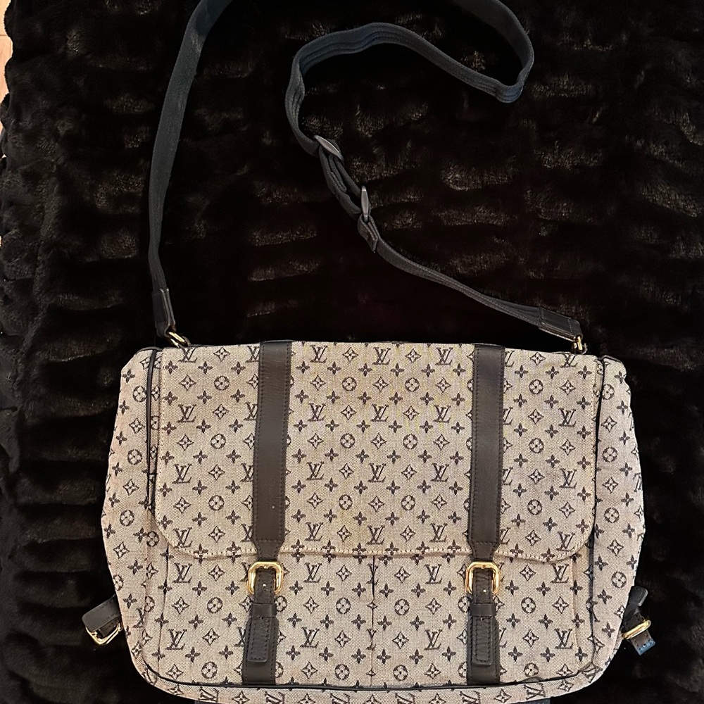 Authentic Louis Vuitton Sac Maman Messenger Bag W/ Changing Pad, Denim, EUC